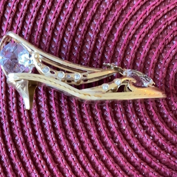 VINTAGE SWAROVSKI CRYSTAL & 24 GOLD PLATED SHOES AND PURSE DRESSING TABLE DECOR - Picture 7 of 8